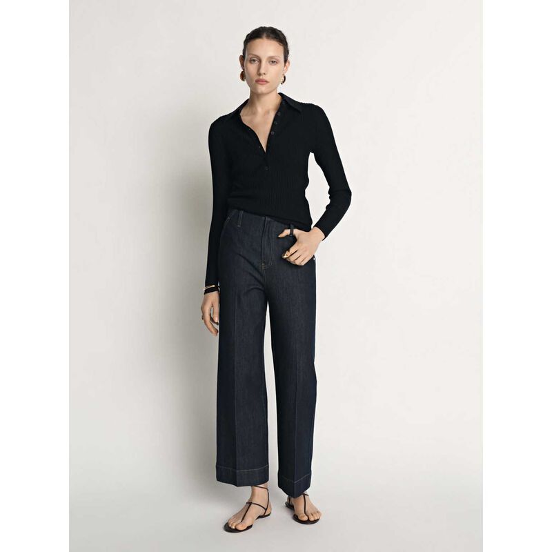 Veronika Maine Cotton Silk Ribbed Polo image number 3